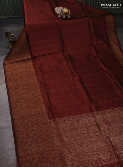 Brown & Pink Banarasi Raw Silk Saree - Buttas