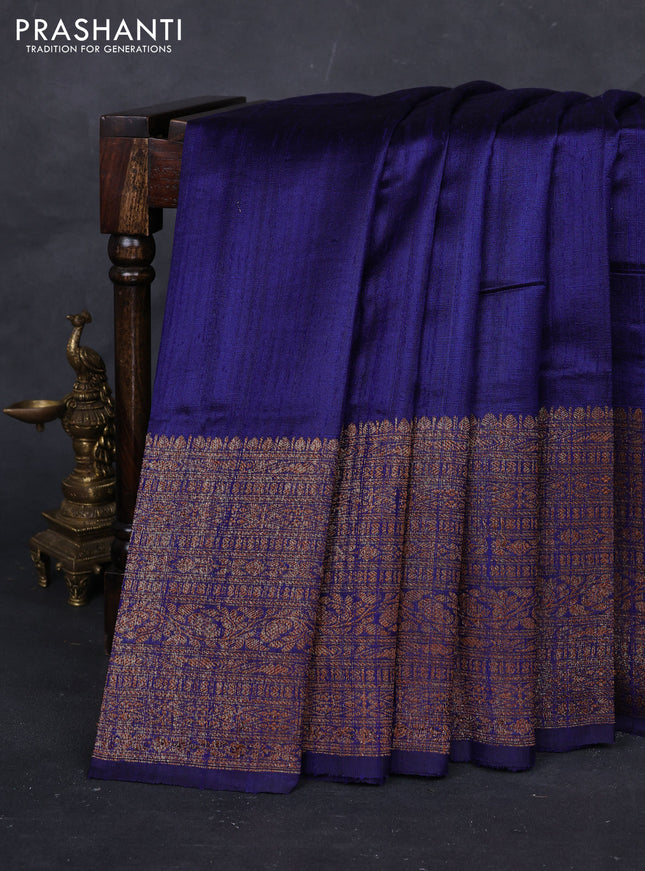 Blue & Pink Banarasi Raw Silk Saree - Buttas