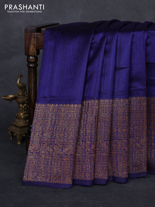 Blue & Pink Banarasi Raw Silk Saree - Buttas