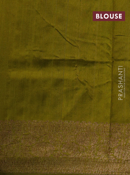 Mehendi Green Banarasi Raw Silk Saree - Buttas