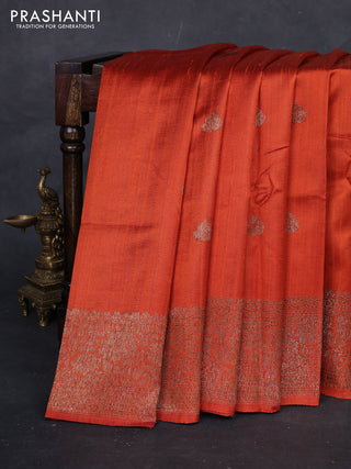 Orange Banarasi Raw Silk Saree - Buttas