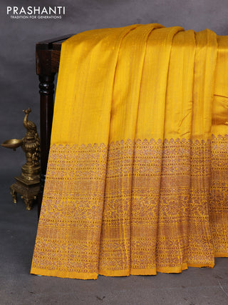 Yellow & Green Banarasi Raw Silk Saree - Buttas