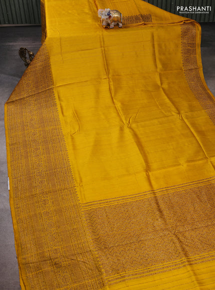 Yellow & Green Banarasi Raw Silk Saree - Buttas
