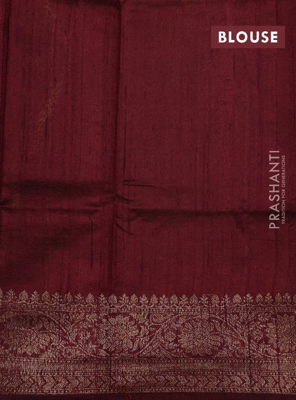 Lime Yellow & Maroon Banarasi Raw Silk Saree - Buttas