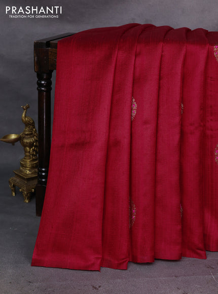Red & Rust Banarasi Raw Silk Saree - Buttas