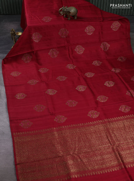 Red & Rust Banarasi Raw Silk Saree - Buttas