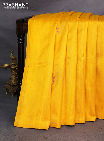 Yellow & Green Banarasi Raw Silk Saree - Buttas