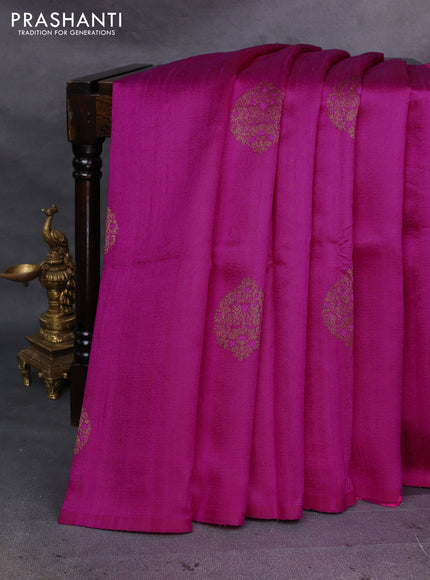 Pink & Magenta Banarasi Raw Silk Saree - Buttas