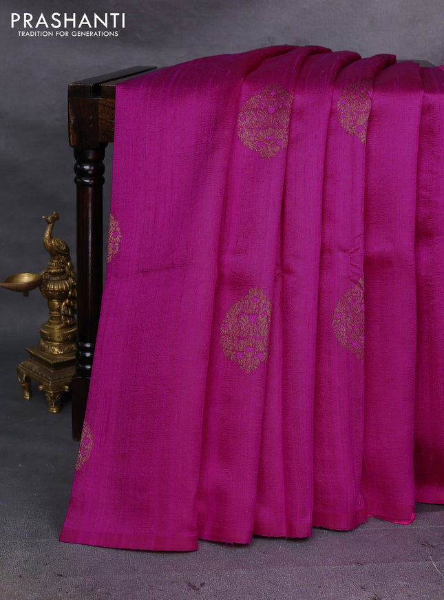 Pink & Magenta Banarasi Raw Silk Saree - Buttas