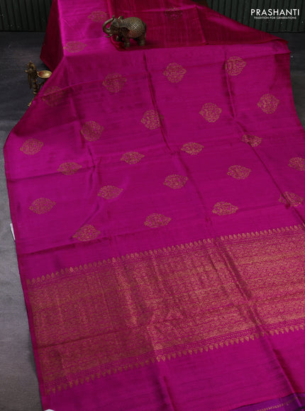 Pink & Magenta Banarasi Raw Silk Saree - Buttas
