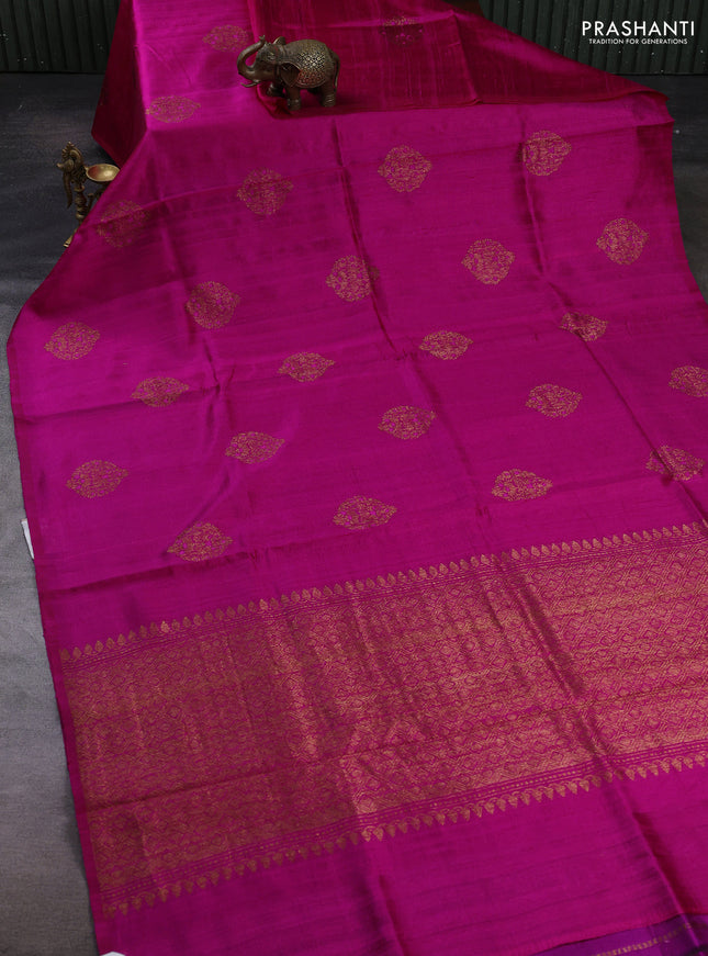 Pink & Magenta Banarasi Raw Silk Saree - Buttas