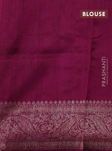 Beige & Magenta Banarasi Raw Silk Saree - Buttas