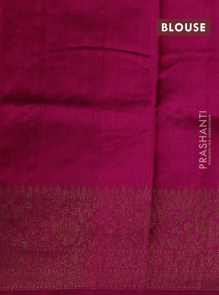 Wine  & Pink Banarasi Raw Silk Saree - Buttas