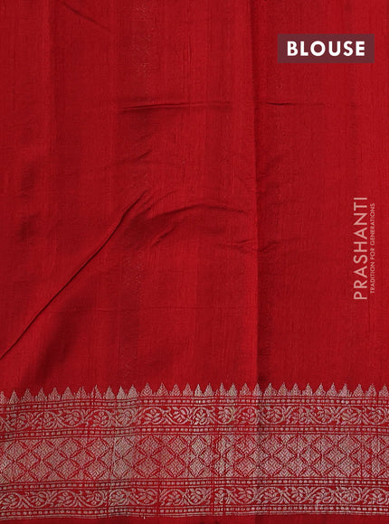 Green & Red Banarasi Raw Silk Saree - Buttas