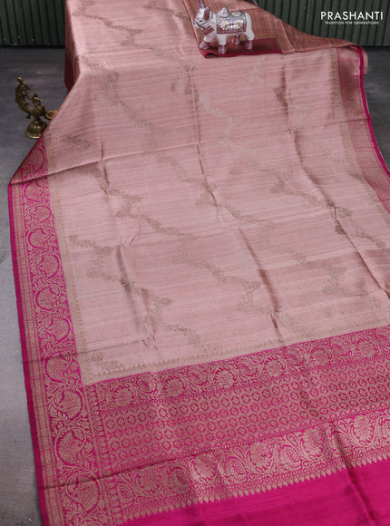 Peach  & Pink Banarasi Raw Silk Saree - Weaves