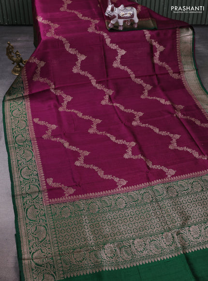 Purple & Green Banarasi Raw Silk Saree - Weaves