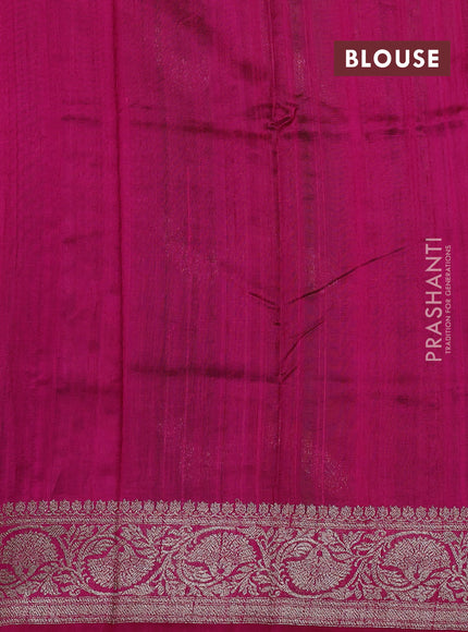 Green & Pink Banarasi Raw Silk Saree - Weaves