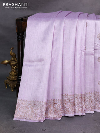 Pastel Lavender &  Banarasi Raw Silk Saree - Buttas
