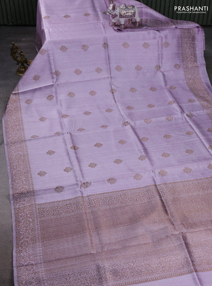 Pastel Lavender &  Banarasi Raw Silk Saree - Buttas