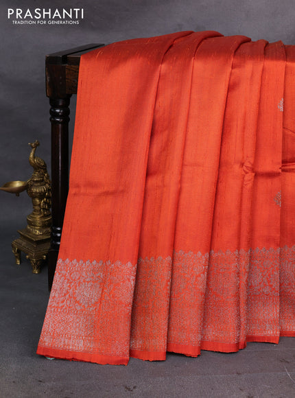 Orange Banarasi Raw Silk Saree - Buttas