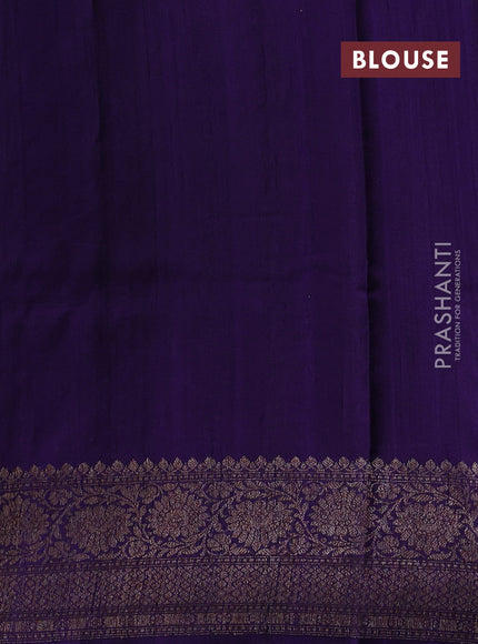 Cream & Violet Banarasi Raw Silk Saree - Buttas