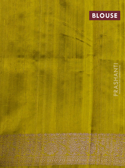 Lime Yellow Banarasi Raw Silk Saree - Buttas