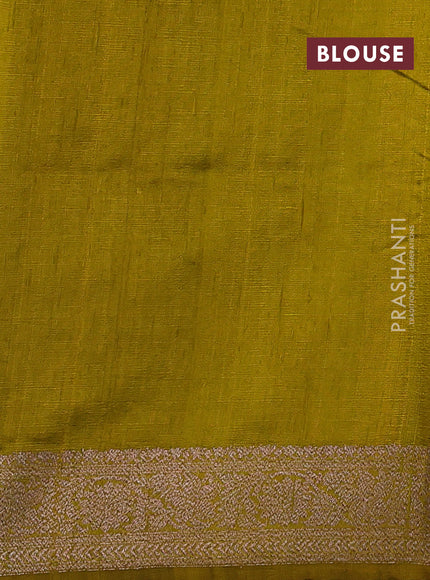 Lime Green Banarasi Raw Silk Saree - Buttas