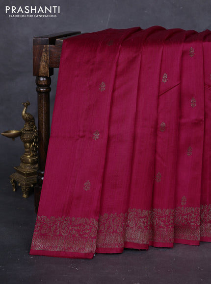 Pink & Brown Banarasi Raw Silk Saree - Buttas