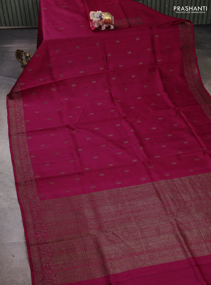 Pink & Brown Banarasi Raw Silk Saree - Buttas