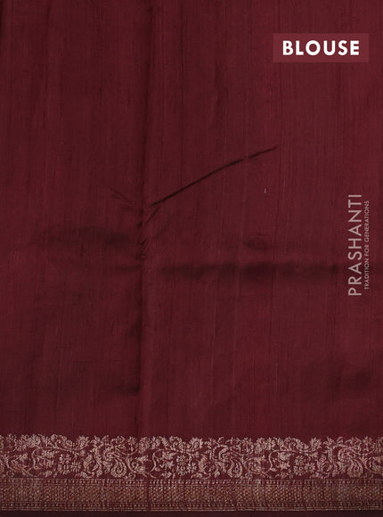 Pink & Brown Banarasi Raw Silk Saree - Buttas