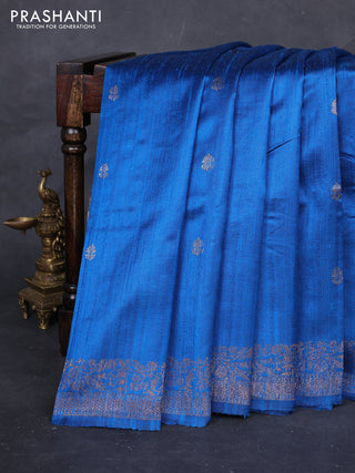 Cs Blue & Pink Banarasi Raw Silk Saree - Buttas