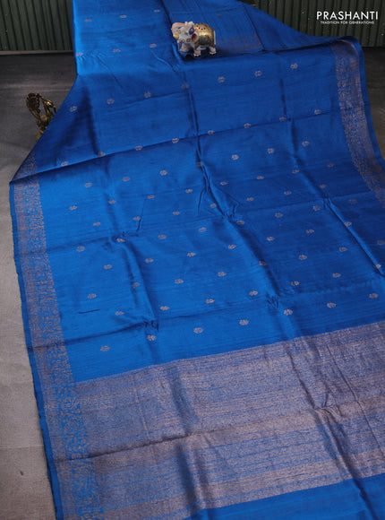 Cs Blue & Pink Banarasi Raw Silk Saree - Buttas