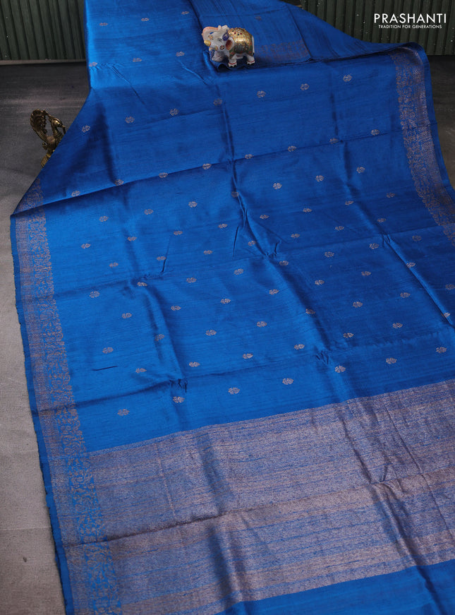 Cs Blue & Pink Banarasi Raw Silk Saree - Buttas