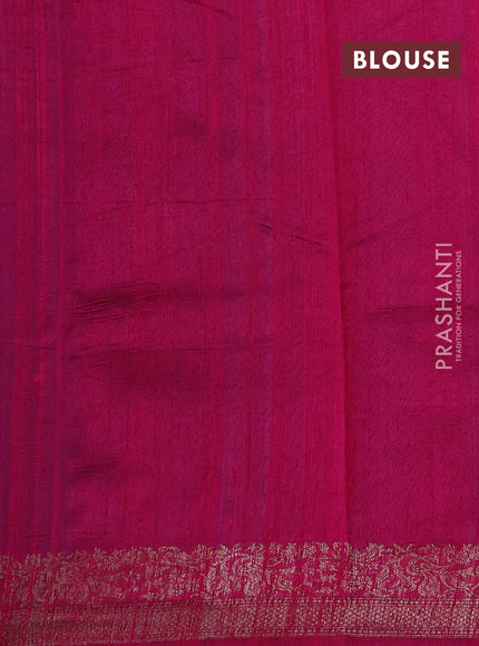 Cs Blue & Pink Banarasi Raw Silk Saree - Buttas