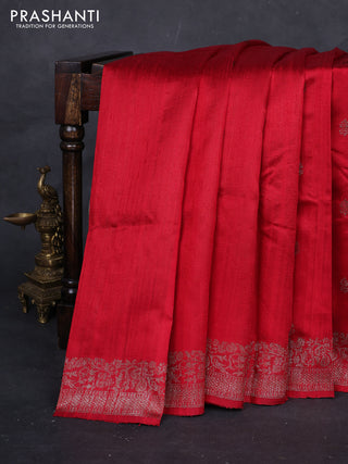 Red & Rust Banarasi Raw Silk Saree - Buttas