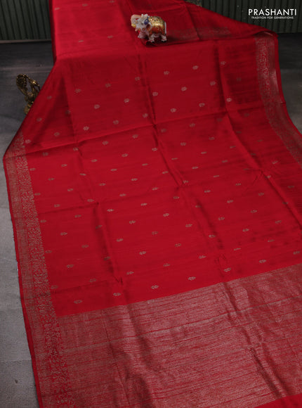 Red & Rust Banarasi Raw Silk Saree - Buttas