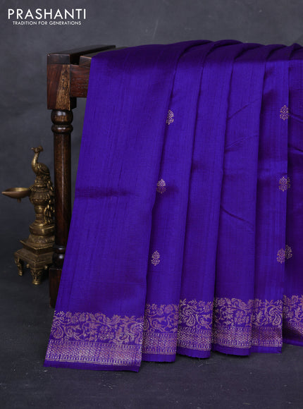 Violet & Magenta Pink Banarasi Raw Silk Saree - Buttas