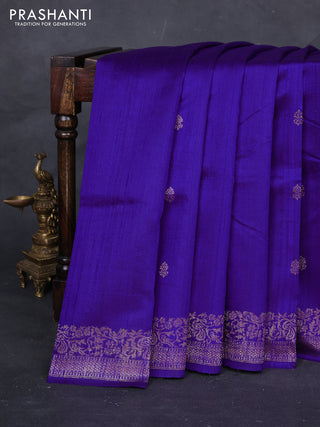 Violet & Magenta Pink Banarasi Raw Silk Saree - Buttas