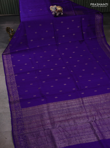 Violet & Magenta Pink Banarasi Raw Silk Saree - Buttas