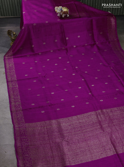 Magenta Pink & Purple Banarasi Raw Silk Saree - Buttas