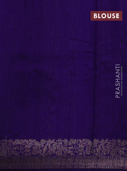 Bottle Green & Violet Banarasi Raw Silk Saree - Buttas