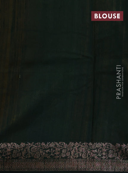 Yellow & Bottle Green Banarasi Raw Silk Saree - Buttas