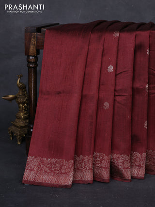 Brown & Pink Banarasi Raw Silk Saree - Buttas