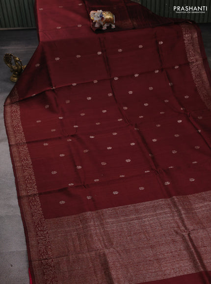 Brown & Pink Banarasi Raw Silk Saree - Buttas