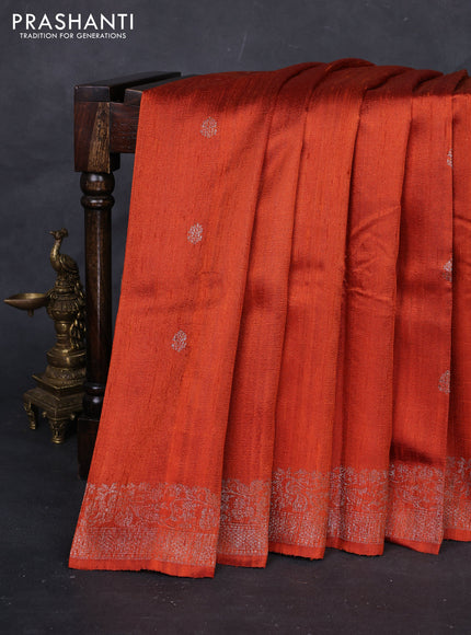 Rustic Orange & Pink Banarasi Raw Silk Saree - Buttas