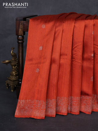 Rustic Orange & Pink Banarasi Raw Silk Saree - Buttas