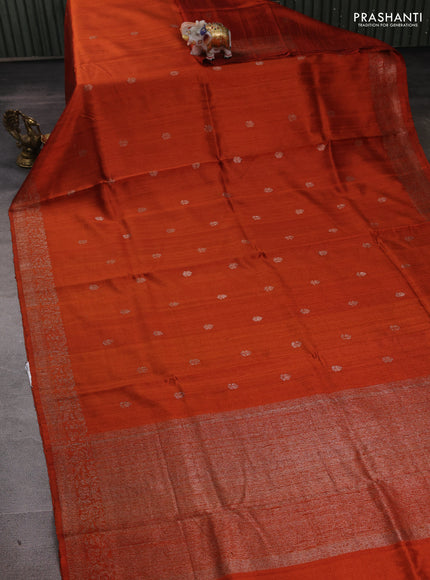 Rustic Orange & Pink Banarasi Raw Silk Saree - Buttas