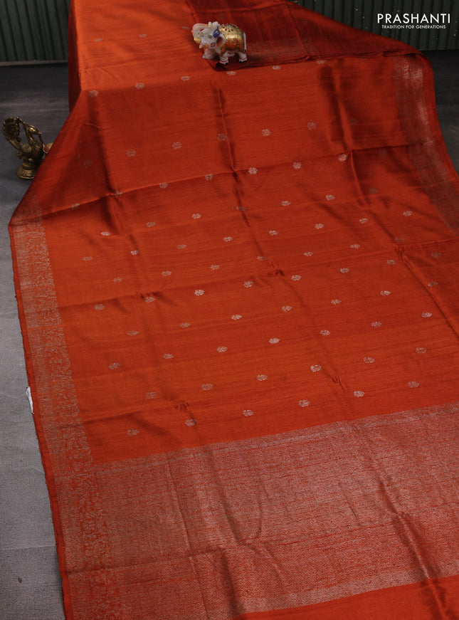 Rustic Orange & Pink Banarasi Raw Silk Saree - Buttas