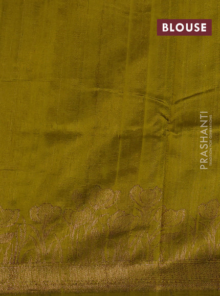 Lime Yellow Banarasi Raw Silk Saree - Buttas