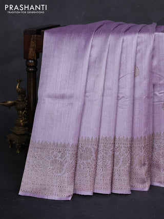 Pastel Lavender Banarasi Raw Silk Saree - Buttas